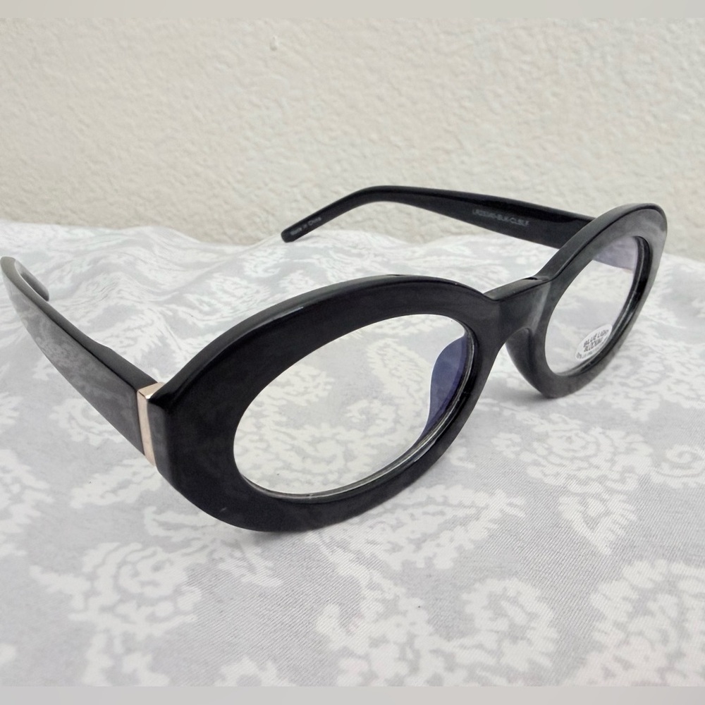 NWOT | Chic Black Oval Blue Light Blocking Clear Frame Glasses / Sunglasses | $5